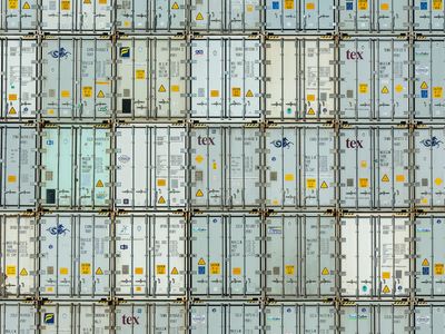 Metal plates stacked on a rack